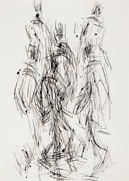 William Turnbull, Walking Figures 2, 1953. Estimate &pound;700 to 1,000.