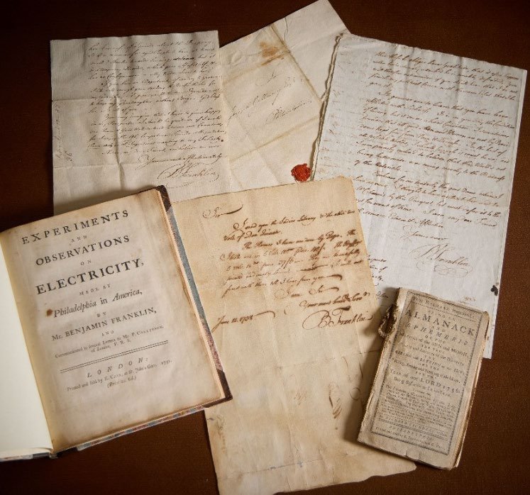First editions of Franklin&rsquo;s Experiments and Observations on Electricity, issued between 1751 and 1754 (est. $75,000 to $125,000)