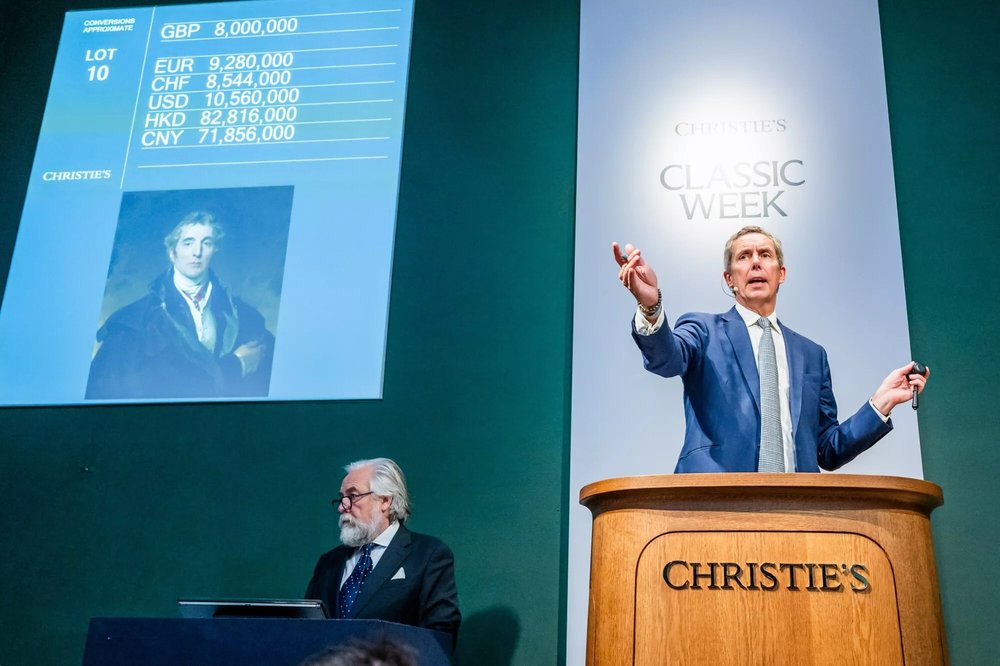 On the rostrum during Christie&rsquo;s Classic Week in London, where the Canaletto leads the Old Masters Evening Sale