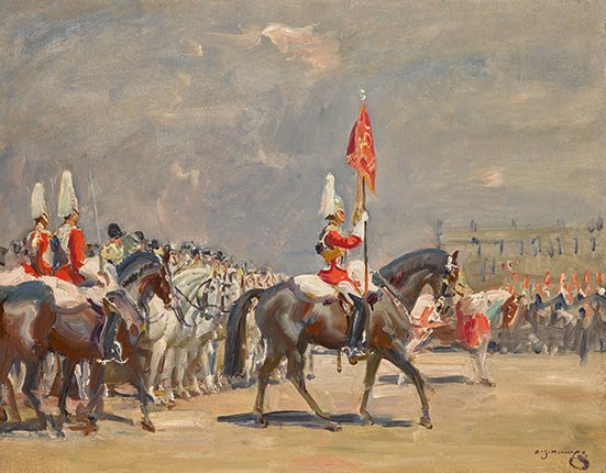 Sir Alfred Munnings, The New Standard, Presentation of Standards 1927. Estimate 250,000 to 350,000 pounds.