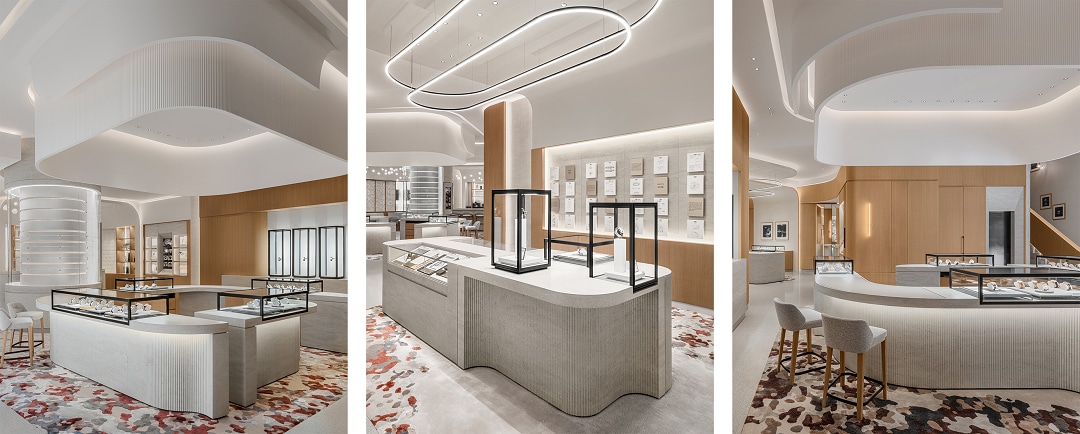 Three photos from interiors of Jaeger-Le Coultre Boutique