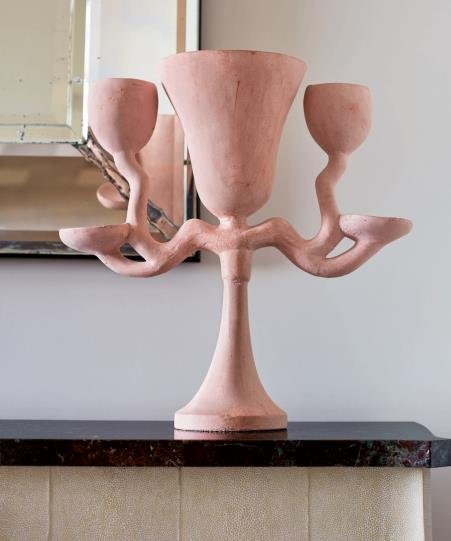 Alberto Giacometti, ‘Égyptienne’ table lamp in pink plaster, 1933, the only pink version documented in the Fondation Giacometti database. Estimate $300,000 to 500,000.