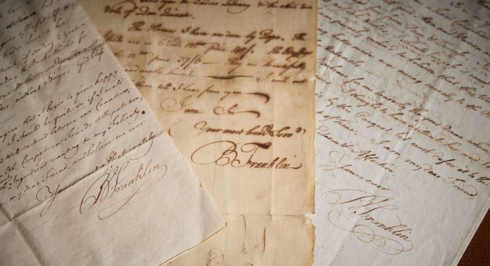 Autograph letters signed by Benjamin Franklin from The Jay T. Snider Collection (combined est. $3 million to $4.5 million)