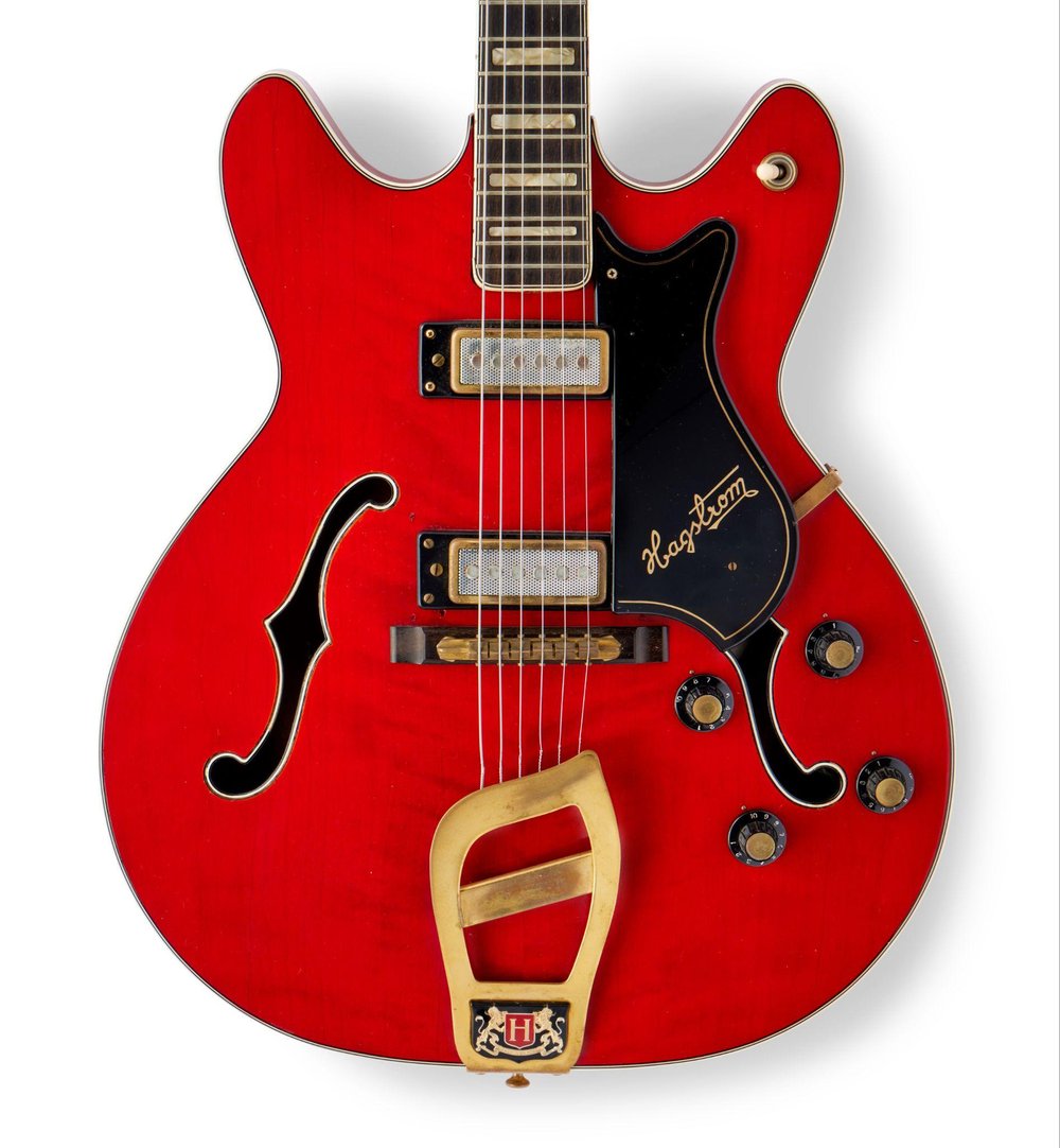 Elvis Presley&rsquo;s cherry-red Hagstrom Viking II from the 1968 Comeback Special (est. $1 million to $2 million)