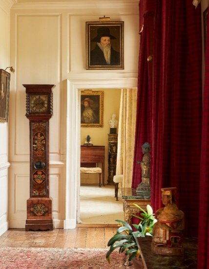 An interior at Newhouse, the couple’s eighteenth-century home from which the works are drawn.