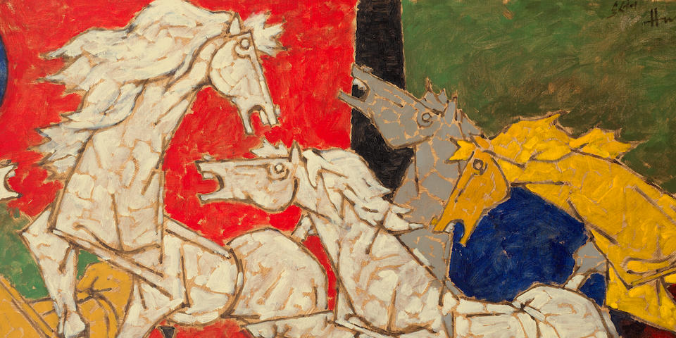 Works by 'Indian Picasso' M.F. Husain Art Lead Bonhams South Asian Art Sale