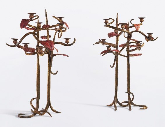 Claude Lalanne, Structure V&eacute;g&eacute;tale candelabra, from an edition of four (est. $250,000 to $350,000 per pair)