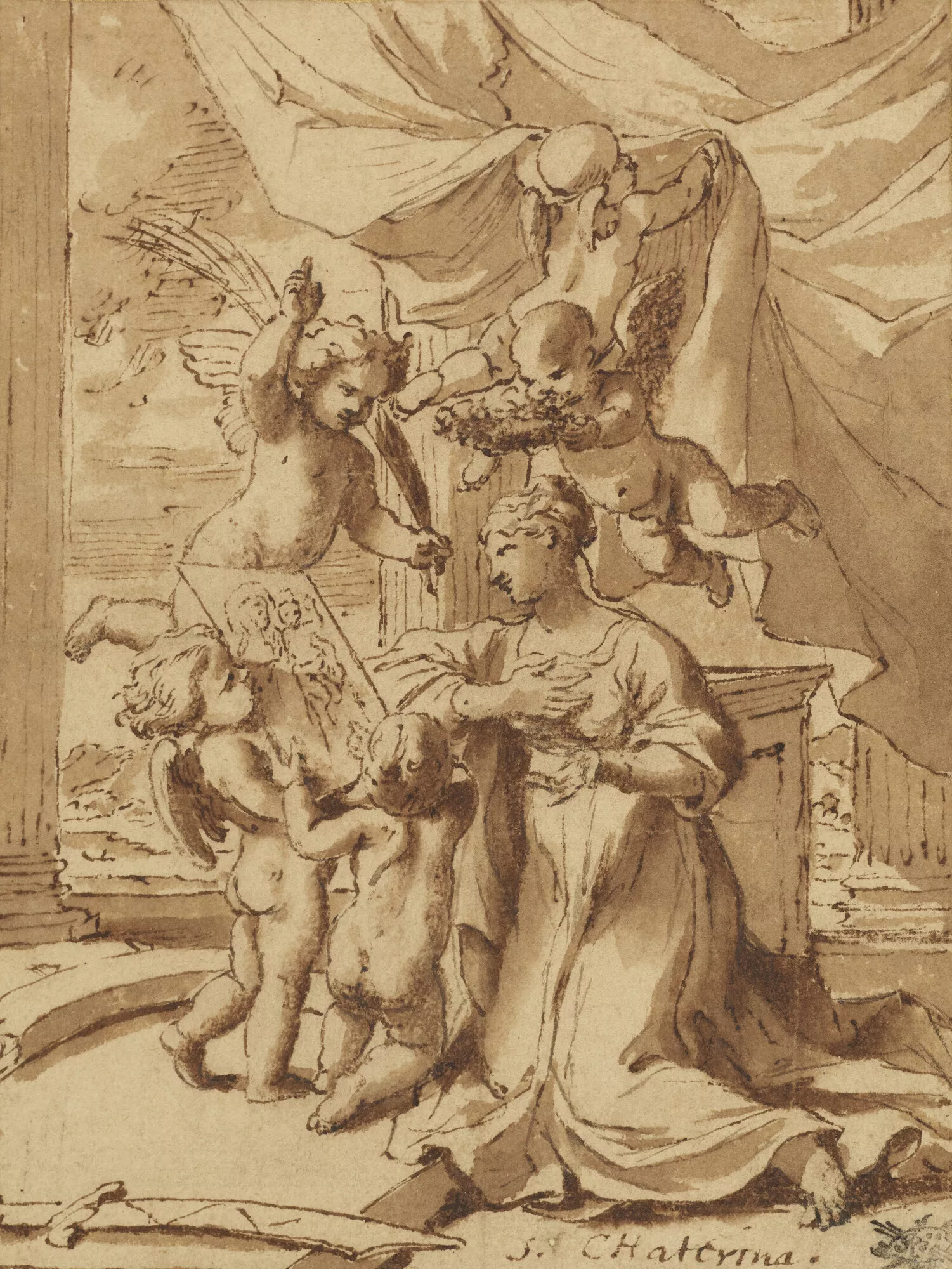 Dessins Anciens et du XIXe siècle incluant une sélection de terres cuites.