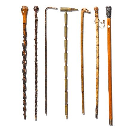 A collection of seven walking sticks and canes, focused on the late nineteenth and early twentieth centuries (est. &pound;2,000 to &pound;3,000)