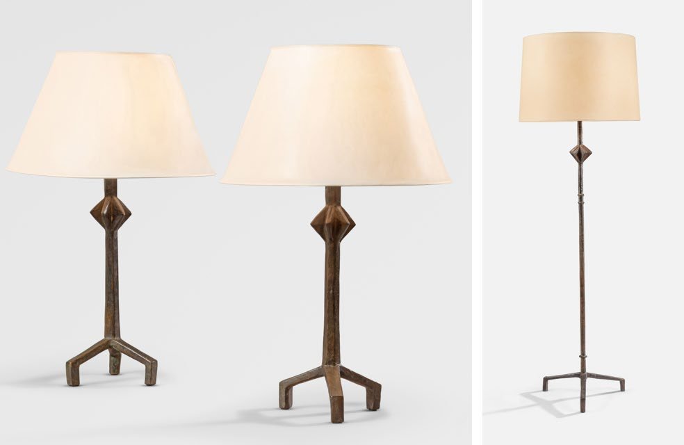 Alberto Giacometti, &ldquo;&Eacute;toile&rdquo; table lamps (est. $220,000 to $280,000) and floor lamp (est. $175,000 to $225,000)
