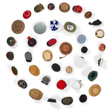 An array of hats from the Seeger and Cone collection completes the selection