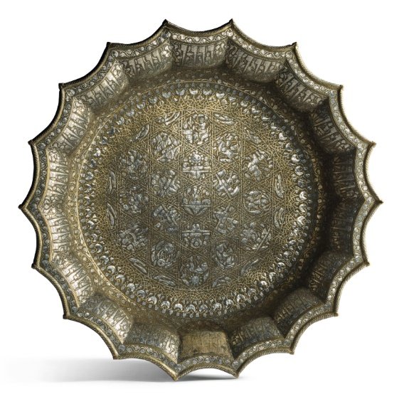 A twelfth-century silver-inlaid scalloped basin with astrological designs. Estimate &pound;1 million to &pound;1.5 million.